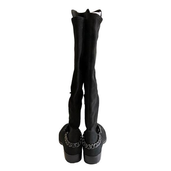Karl Lagerfeld Shay ChainTrim Black Suede Knee High Boot Size 7.5 - Picture 8 of 14